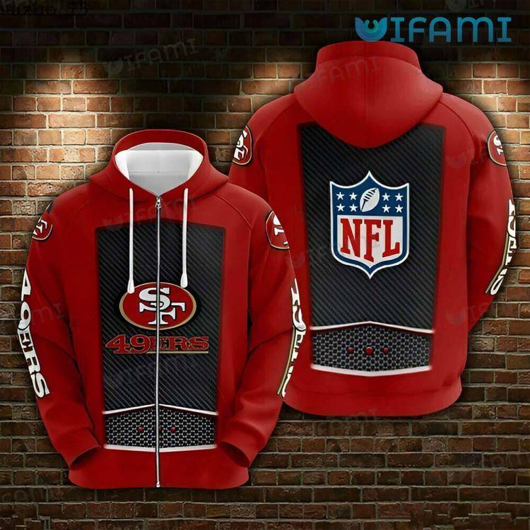 49ers Zip Up Hexagon Diagonal Stripe Pattern San Francisco 49ers Gift Ver 1 Limited 3D Hoodie