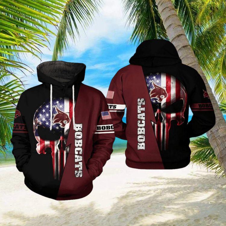 Texas State Bobcats Ncaa Us Flag Skull 3d Printed Limited 3D Hoodie