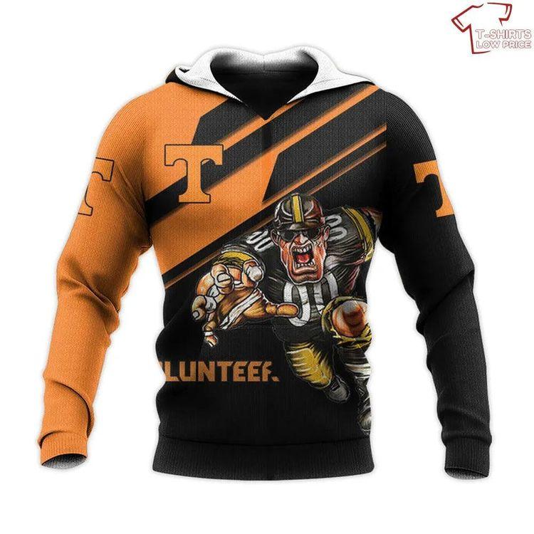 Ncaa Tennessee Volunteers Mascot Orange Black All Over Print Hoodie