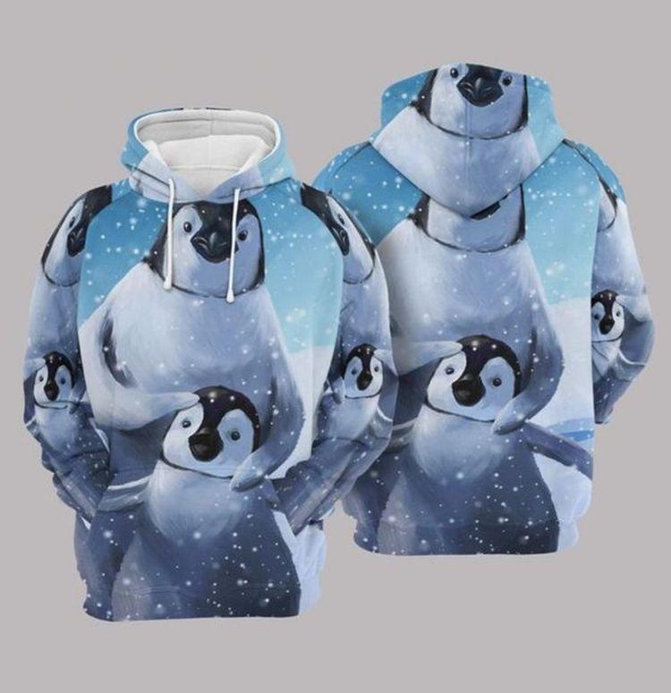 Penguin Snow Blue Cute 3d Printed Sublimation Limited 3D Hoodie