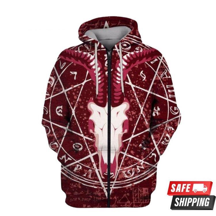 Pentagram With Magical Inscriptions 3D Hoodie
