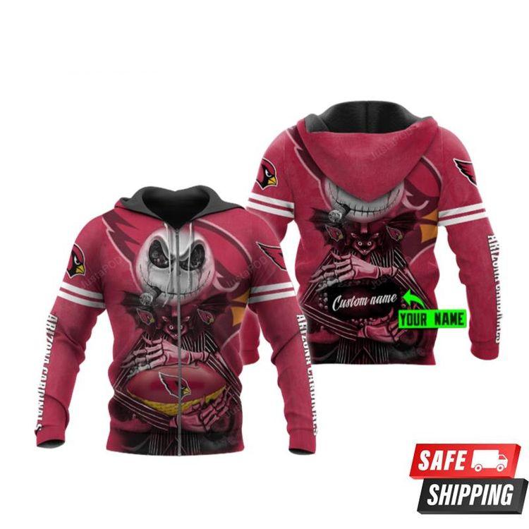 Personalized Arizona Cardinals Nfl Jack Skellington Custom Name 3D Hoodie