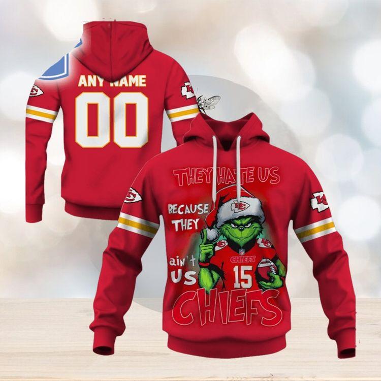 Personalized Kc Chiefs Grinch They Hate Us Because They Aint Us Chiefs 3D Hoodie