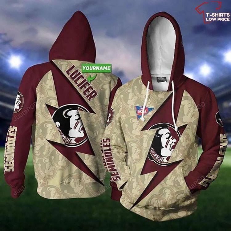 Personalized Ncaa Florida State Seminoles Thunder All Over Print Hoodie