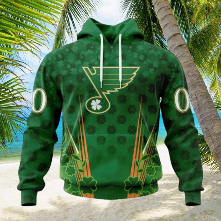 Personalized Nhl St Louis Blues Full Green Design For St Patricks Day All Over Print Hoodie