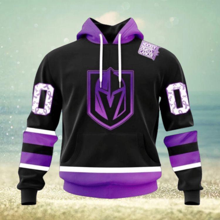 Personalized Nhl Vegas Golden Knights Special Black Hockey Fights Cancer Kits All Over Print Hoodie