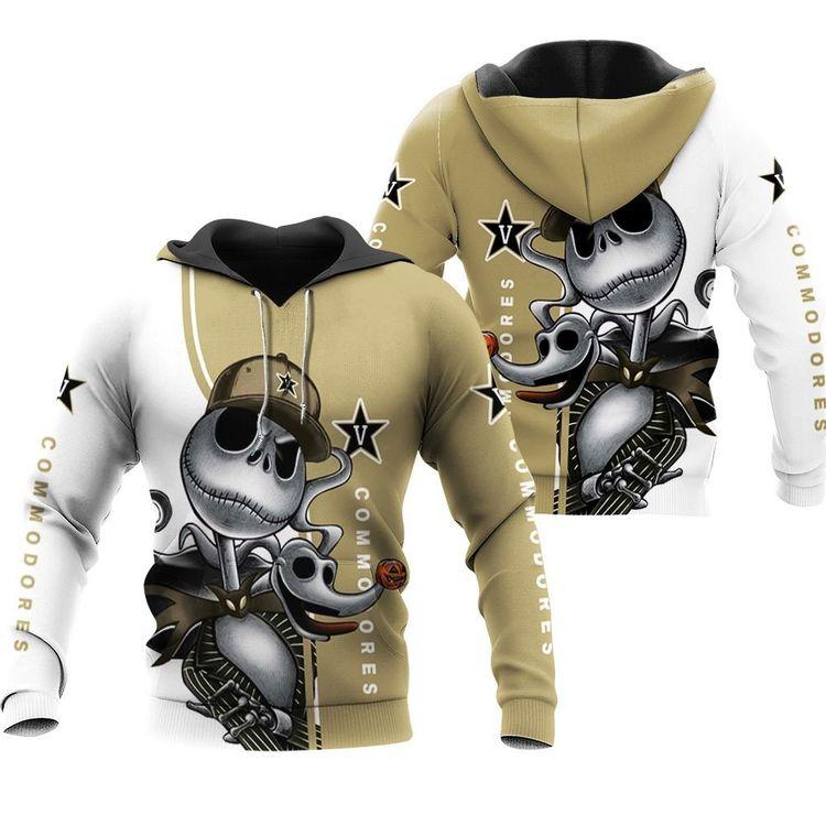 Personalized Vanderbilt Commodores Jack Skellington And Zero 3d Printed 3D Hoodie