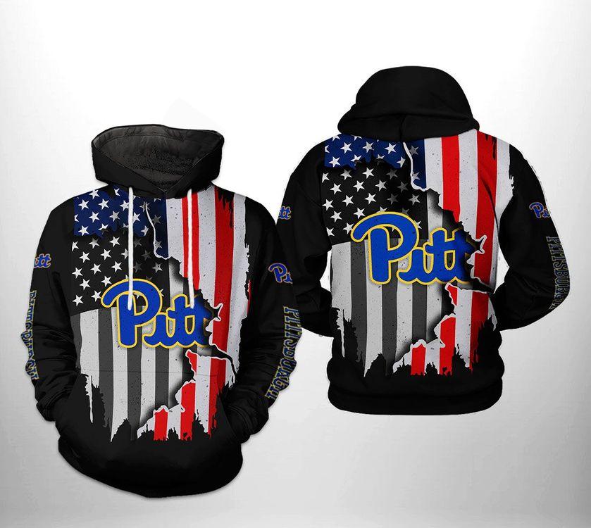 Pitt Panthers Ncaa Us Flag 3d All Over Print Hoodie