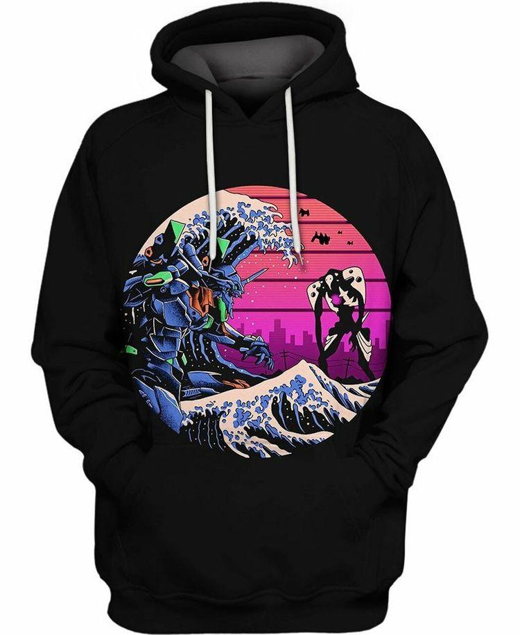 Retro Wave Eva 3d All Print All Over Print Hoodie