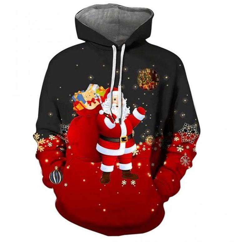 Santa Black Red Amazing 3d Printed Sublimation 3D Hoodie