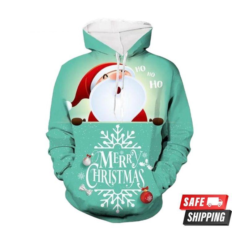 Santa Claus Merry Christmas All Over Print Hoodie