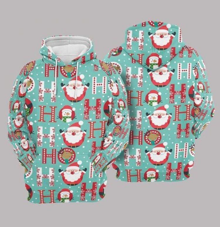 Santa Teal Cute Design 3d Printed Sublimation Christmas Limited 3D Hoodie