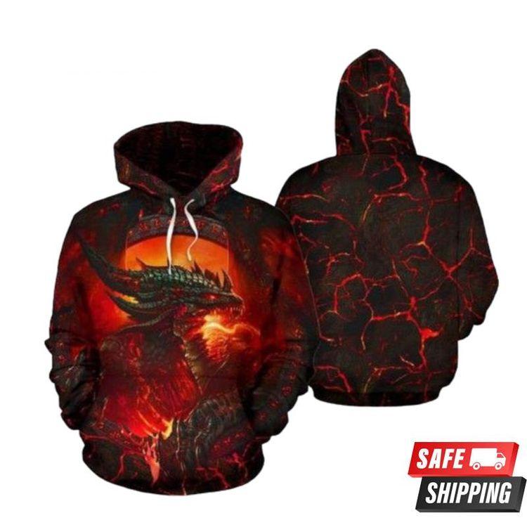 Scary Dragon Roaing Fire Scary Dragon Scary Dragon All Over Print Hoodie
