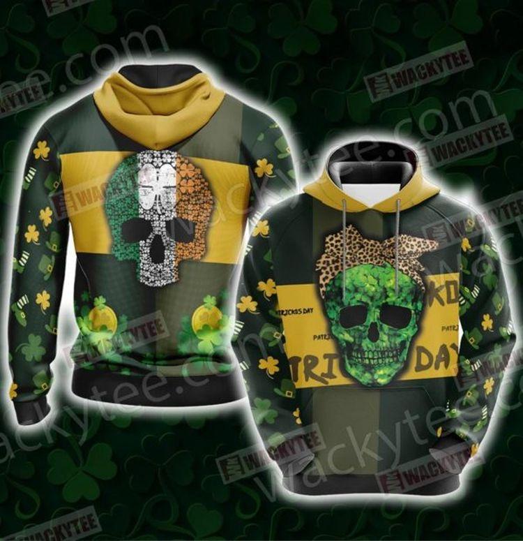 Skull Patricks Day Unisex All Over Print Hoodie