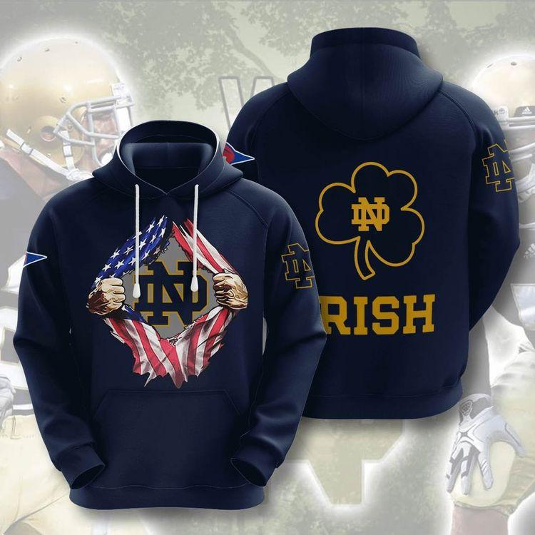Sports American Football Ncaaf Notre Dame Fighting Irish Usa 54 3D Hoodie