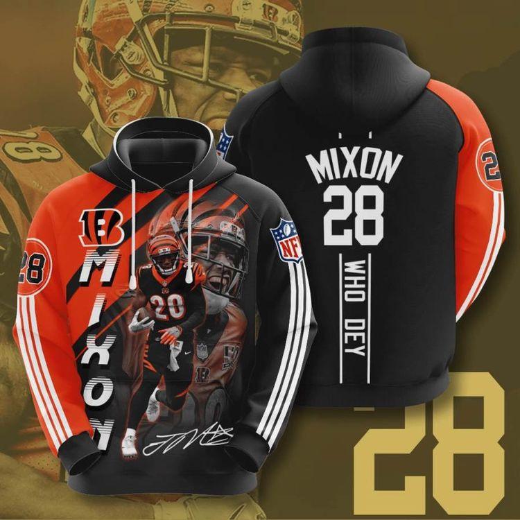 Sports American Football Nfl Cincinnati Bengals Joe Mixon Usa 977 3D Hoodie