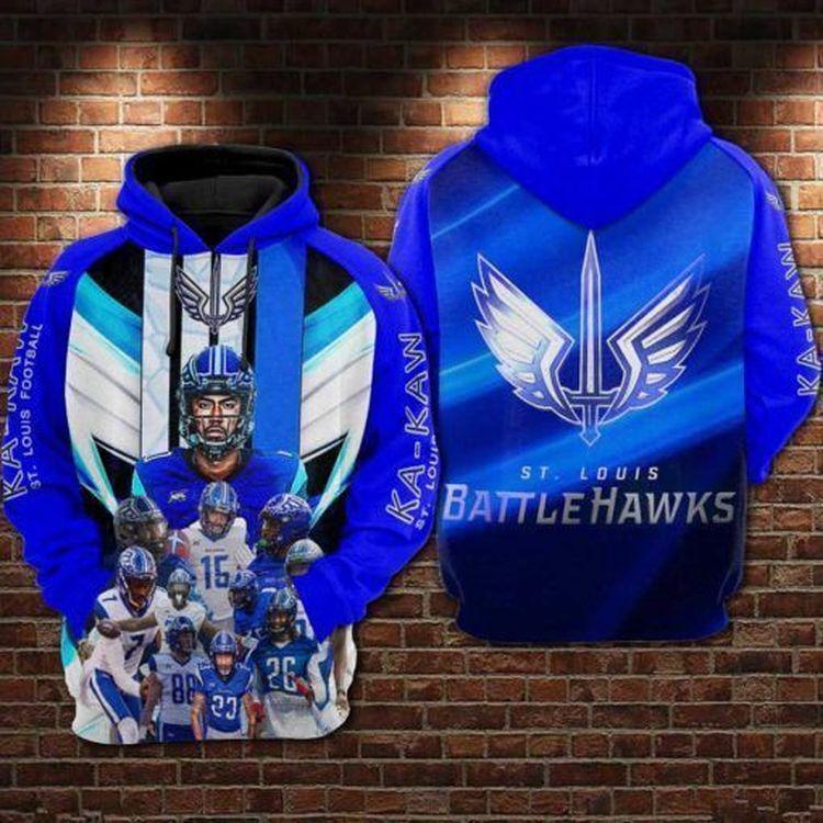 St Louis Battlehawks Xfl The Dome Blue Men And Women 3d Full Printing And St Louis Battlehawks 3d Full Printing Limited 3D Hoodie