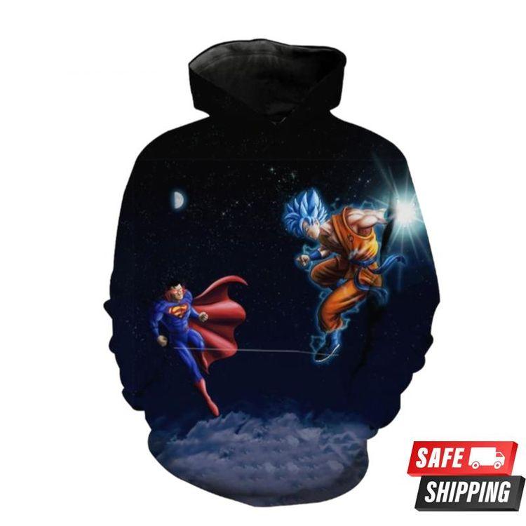 Superman Vs Goku Ragon Ball X Superman Cross All Over Print Hoodie