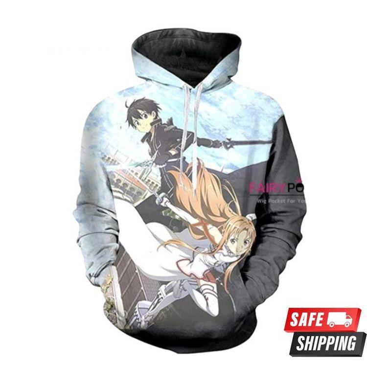 Swoword Art Online Kirigaya Kazuto Yuuki Asuna B 3D Hoodie