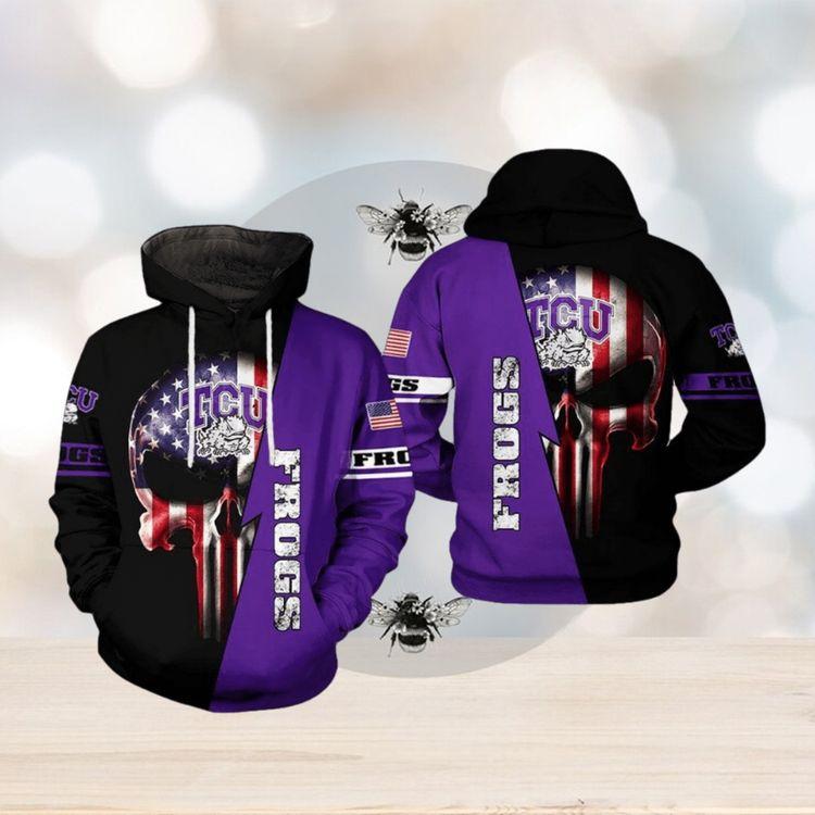 Tcu Horned Frogs Ncaa Us Flag Skull 3d Printed Limited 3D Hoodie