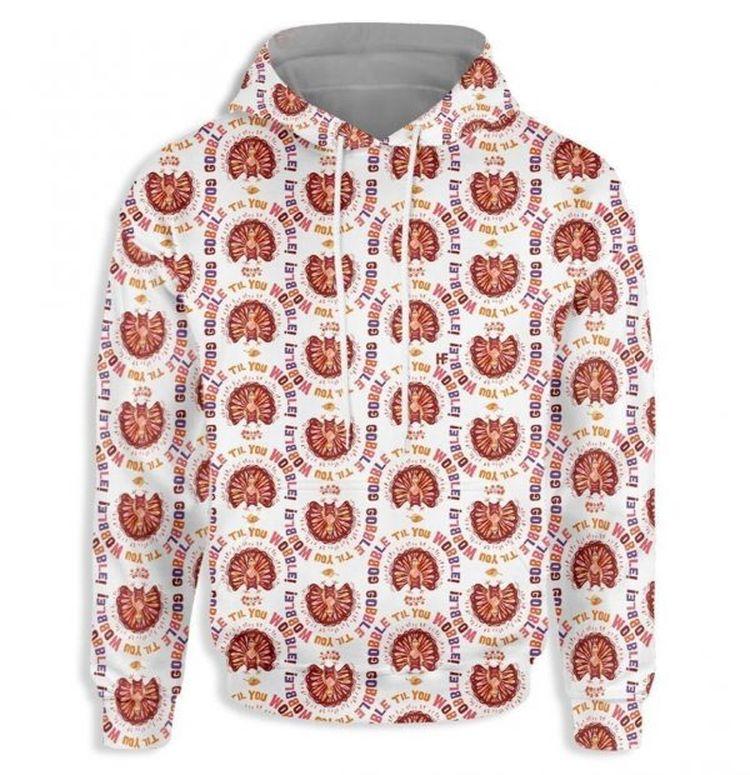 Thanksgiving Turkey Gobble Gobble 3d All Over Print Hoodie