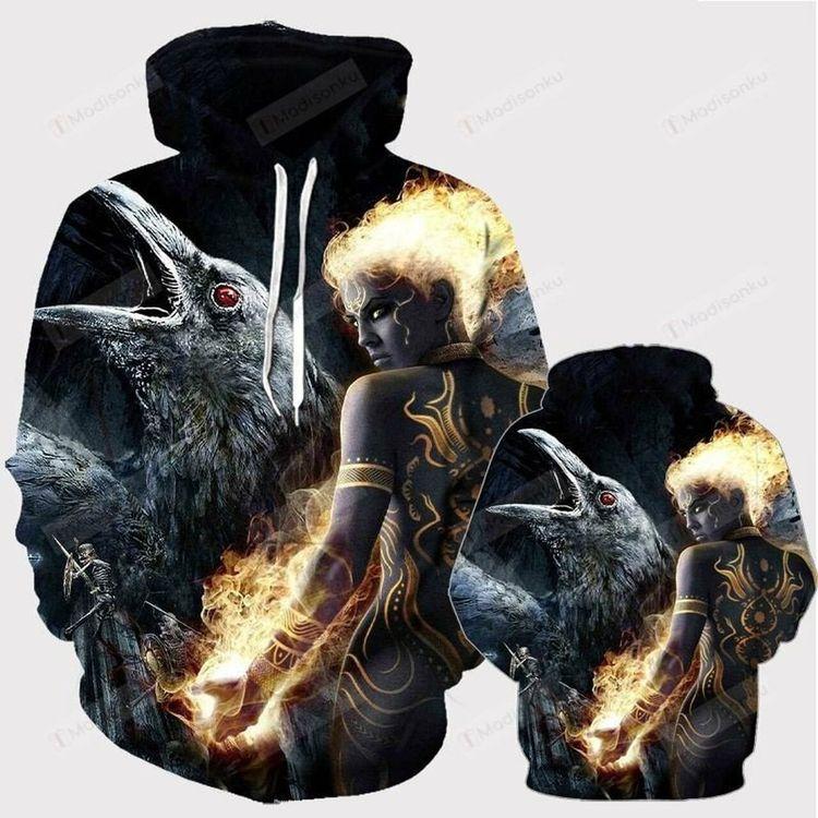 The New Black Bird And Fire Girl 3d All Print 3D Hoodie