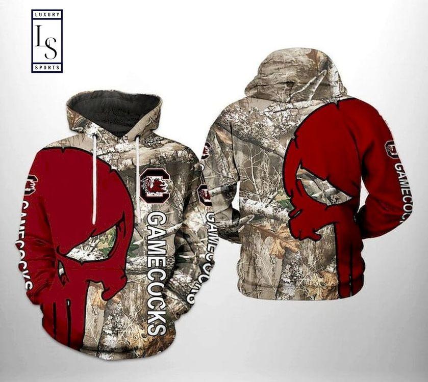 The Punisher South Carolina Gamecocks Camo Hunting 3D Hoodie