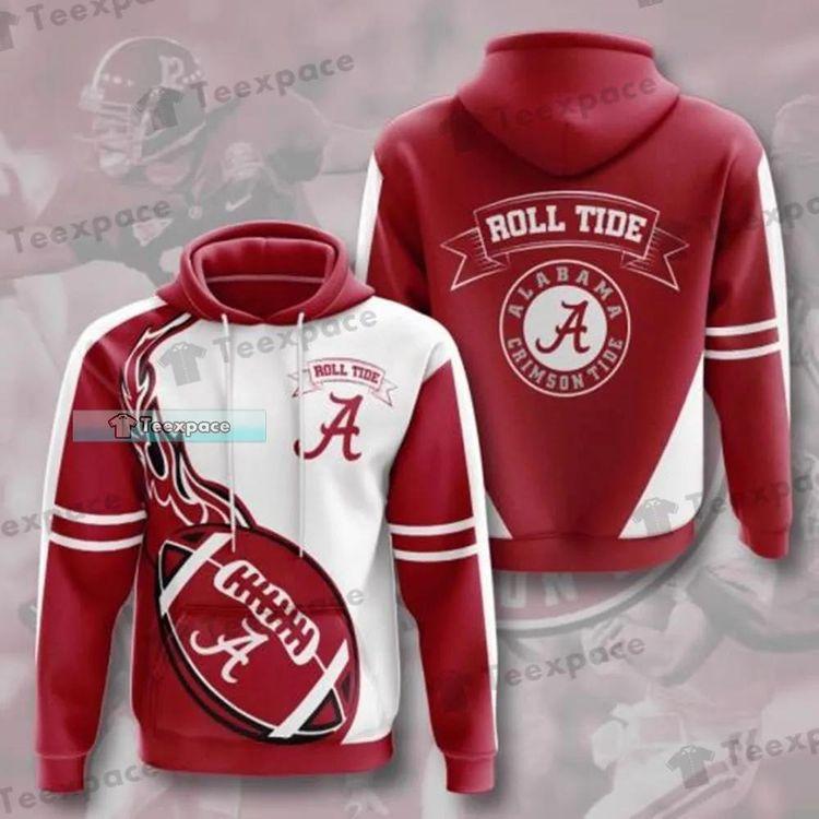 Alabama Crimson Tide Flame Rugby Ball All Over Print Hoodie