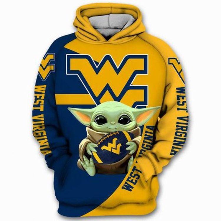 Amazon Sports Team West Virginia Mountaineers Ncaa Baby Yoda Star Wars 3D Hoodie