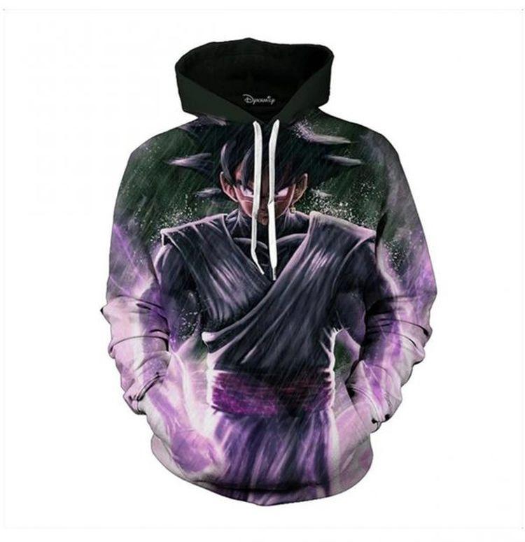 Angry Evil Goku Black Rainy Background Dragon Ball Super 3D Hoodie