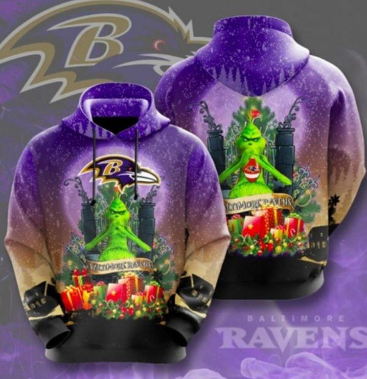 Baltimore Ravens Christmas Purple 3D Hoodie