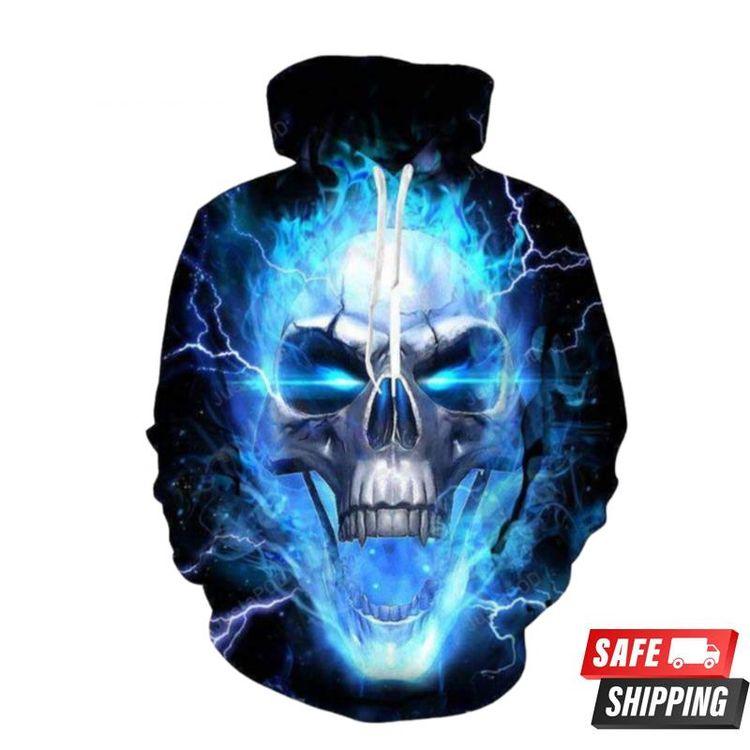 Blue Eye Skull Man All Over Print Hoodie