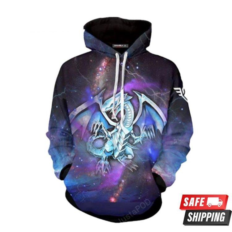 Blue Eyes White Dragon Yu Gi Oh 3D Hoodie