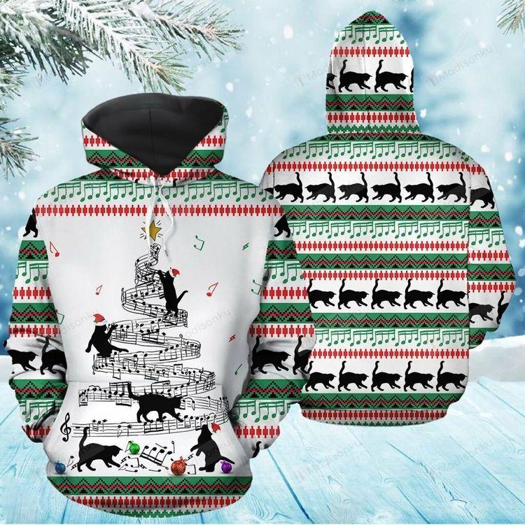 Cat Music Christmas 3d 3D Hoodie