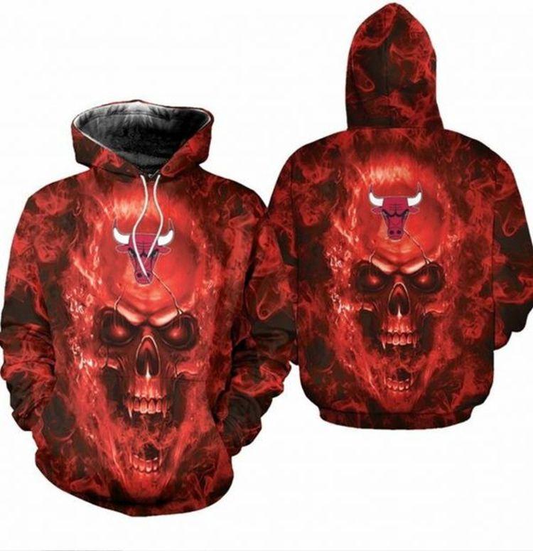 Chicago Bulls Nba Fan Skull Limited 3D Hoodie