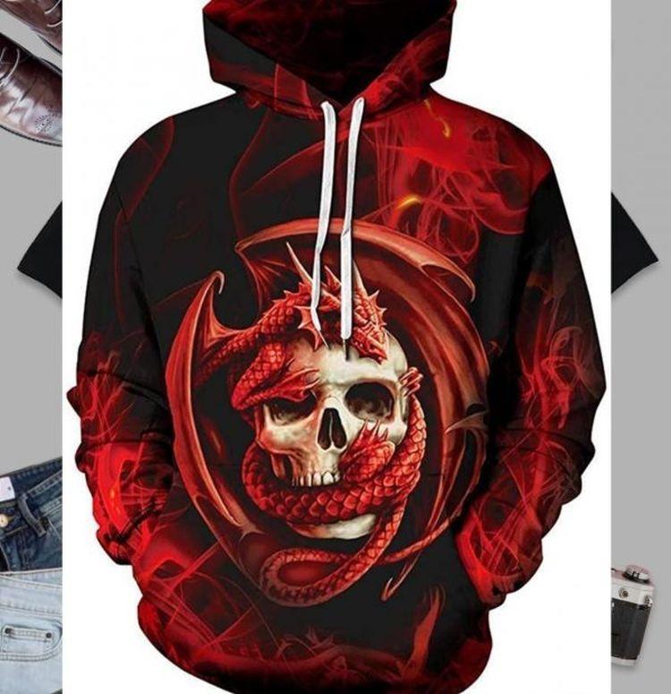 Dragon Skull Red Basic 3d Printed Sublimation Limited 3D Hoodie