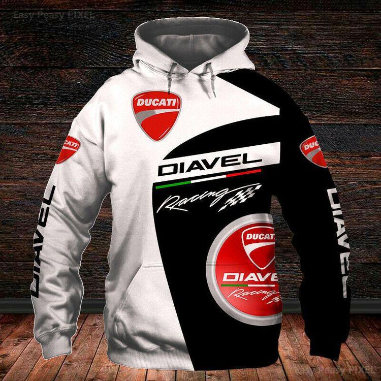 Ducati Diavel Racing Black White All Over Print Hoodie