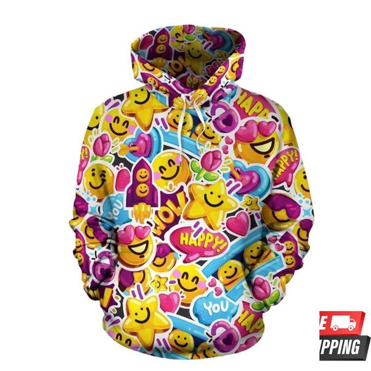 Emoji Sticker Pattern 3D Hoodie