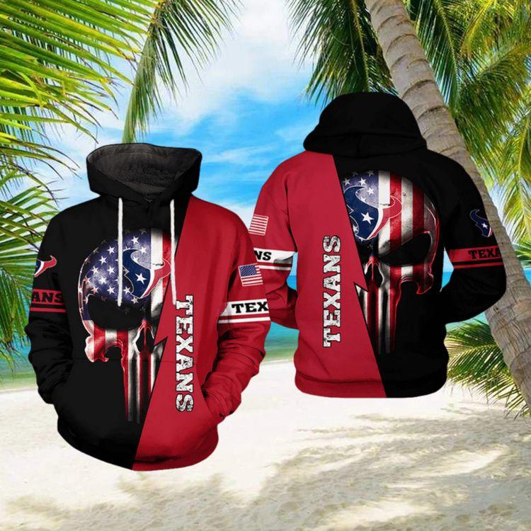 Houston Texans Nfl Us Flag Skull Team 3d Printed Limited 3D Hoodie