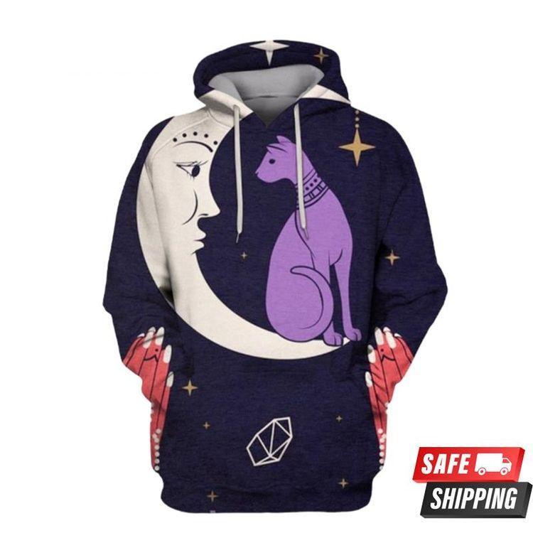 I Am A Moonchild Text All Over Print Hoodie