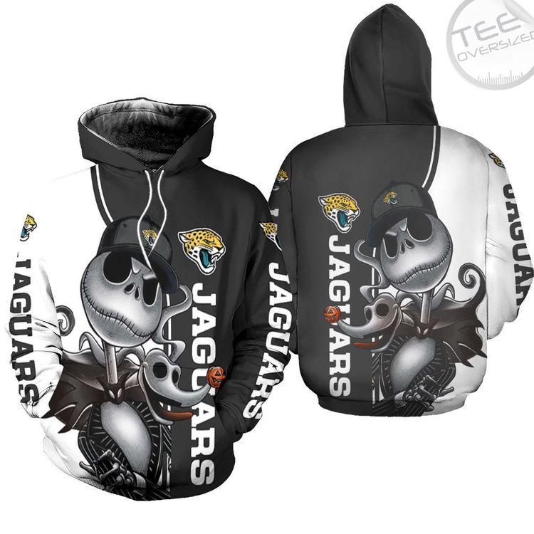 Jacksonville Jaguars Jack Skellington And Zero 3D Hoodie