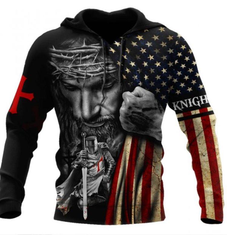 Jesus Knight Templar America Jesus 3D Hoodie