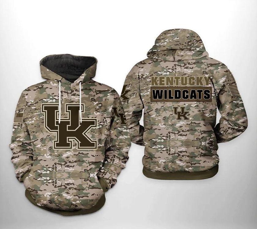 Kentucky Wildcats Camo Veteran Ncaa Gifts Limited 3D Hoodie