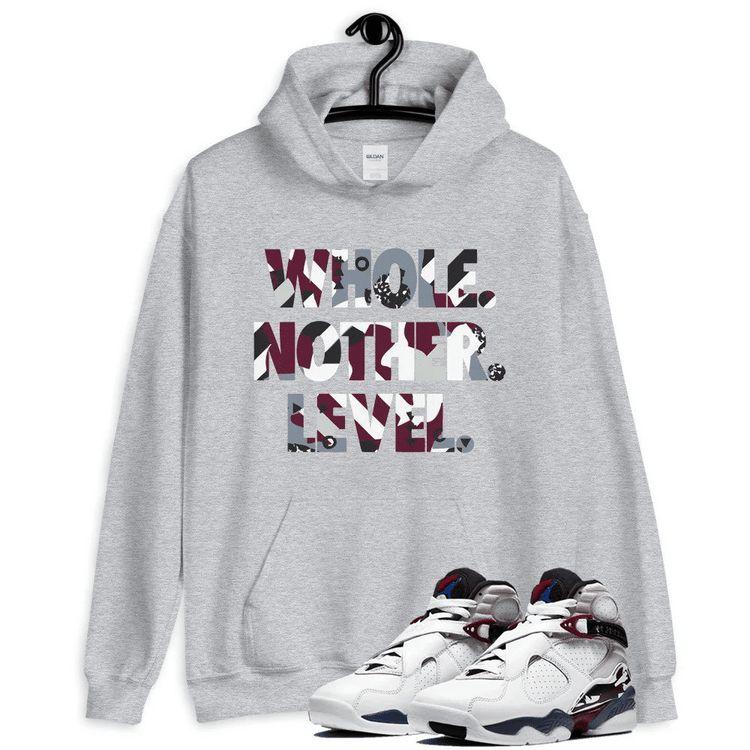 Level Up Jordan 8 Retro Burgundy Unisex All Over Print Hoodie