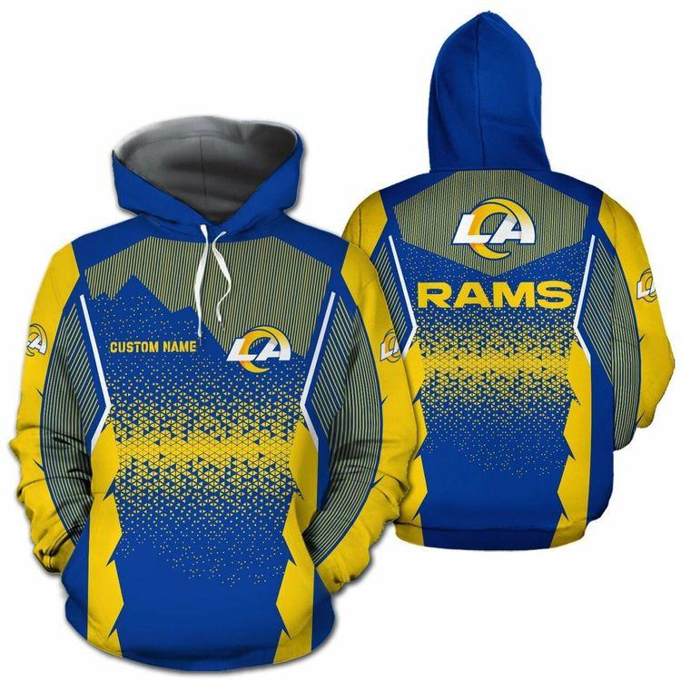 Los Angeles Rams Nfl Football Team Logo Custom Personalized With Name Design 3d Long Sleeve Tee For Fans 3D Hoodie