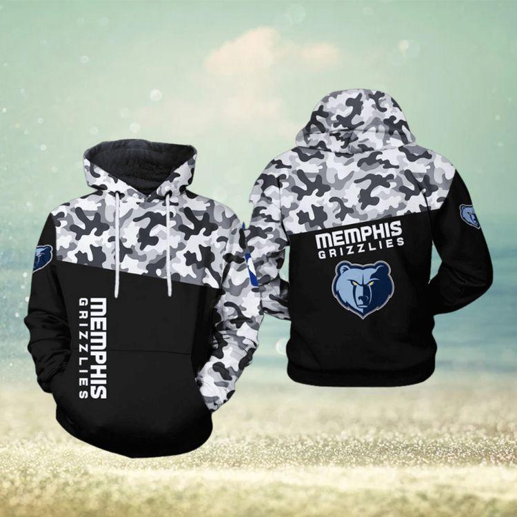 Memphis Grizzlies Nba Camo Veteran Team 3d Printed All Over Print Hoodie