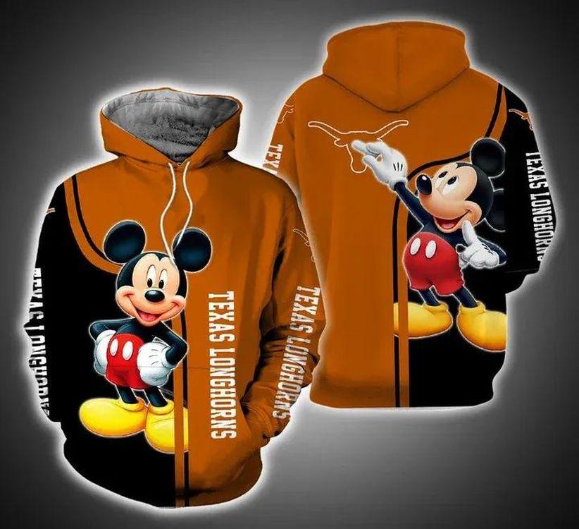 Mickey Mouse Paints Logo Texas Longhorns College Baseball Apparel Limited 3D Hoodie