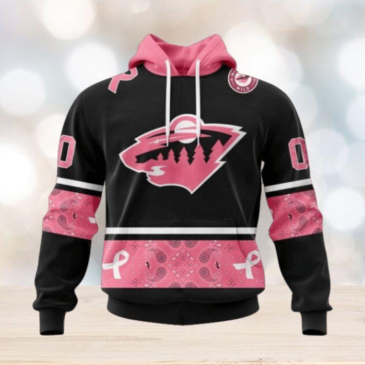 Minnesota Wild Specialized Design In Classic Style With Paisley We Wear Pink Breast Cancer All Over Print Hoodie