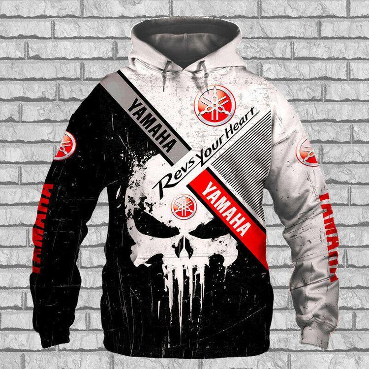 New Yamaha Punisher Skull All Over Print Hoodie