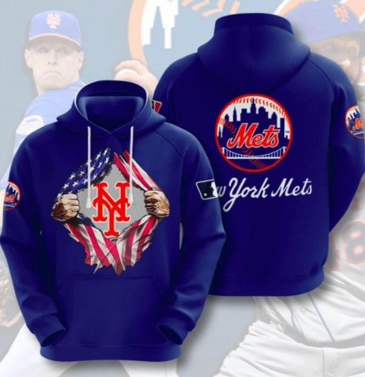 New York Mets Blue All Over Print Hoodie